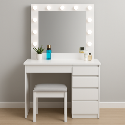 Aga – toilette con specchio, illuminazione LED e sgabello in bianco opaco (Copy)
