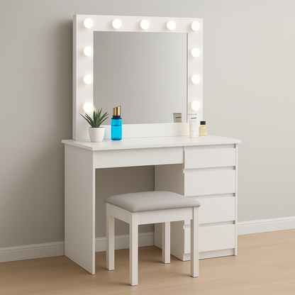 Aga – toilette con specchio, illuminazione LED e sgabello in bianco opaco (Copy)
